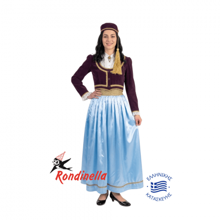 Παραδοσιακή Παιδική Φορεσιά Βασίλισσα Αμαλία (σιέλ)