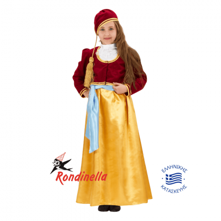 Παραδοσιακή Παιδική Στολή Βασίλισσα Αμαλία (χρυσό) Νο 2-14