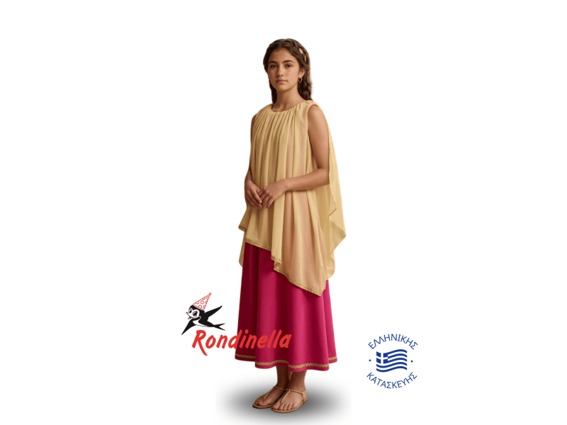 Παιδική Στολή Αρχαία Ελληνίδα (Φούξια - Μπεζ)