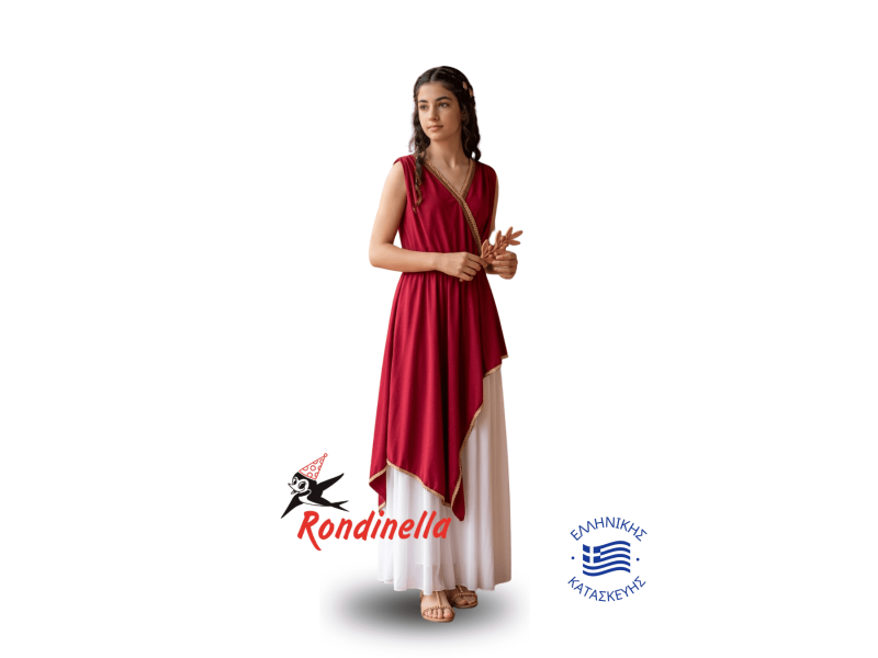 Παιδική Στολή Αρχαία Ελληνίδα (Μπορντό-Λευκό)