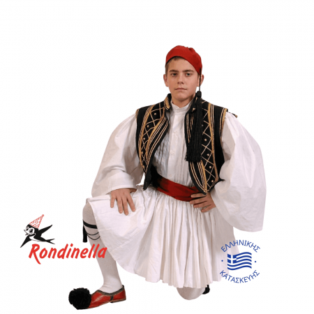 Παραδοσιακή Φορεσιά Τσολιάς με μαύρο χρυσοκλωστό γιλέκο