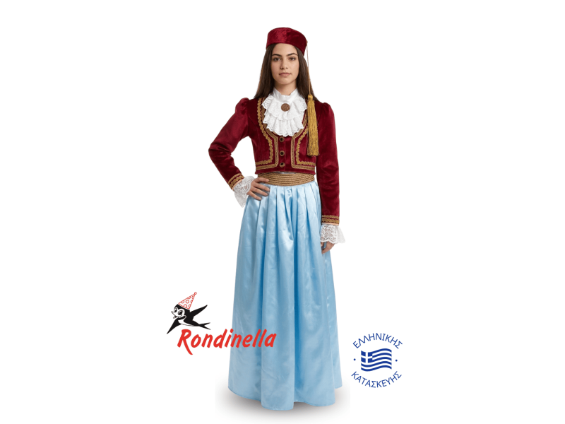 Παραδοσιακή στολή Βασίλισσα Αμαλία (σιέλ) Νο 4 - 14