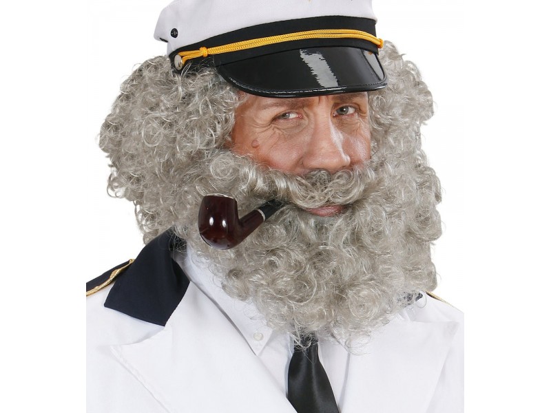 Περούκα Σγουρή Με Μούσια Γκρι