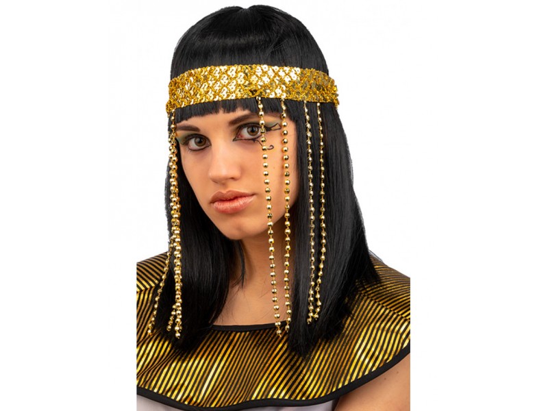 Περούκα Κλεοπάτρα Μαύρη Με Διάδημα