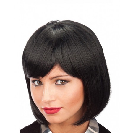 Μαύρη Περούκα Καρέ Με Φράντζα