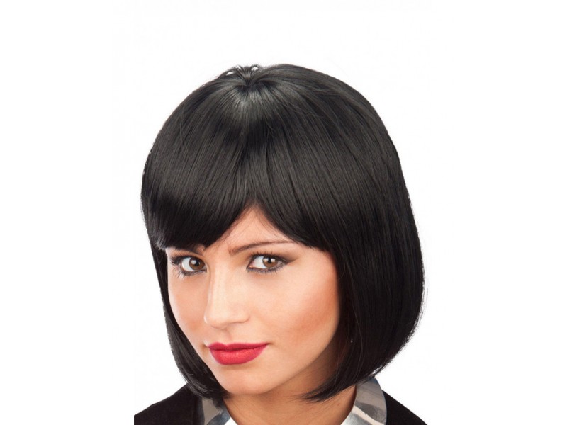 Μαύρη Περούκα Καρέ Με Φράντζα