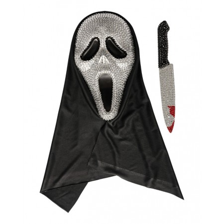 Σετ Μάσκα Scream & Μαχαίρι Με Στρασάκια