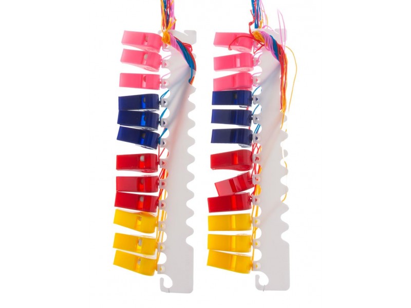 Σφυρίχτρες Πλαστικές Διάφορα Χρώματα Σετ 24τμχ