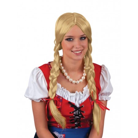 Περούκα Ξανθιά Με Χωρίστρα & Κοτσίδες