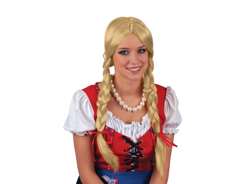 Περούκα Ξανθιά Με Χωρίστρα & Κοτσίδες