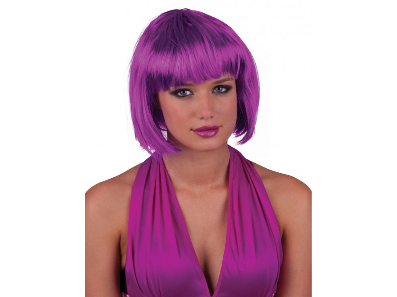 Περούκα Καρέ Κοντή Με Αφέλειες Μωβ