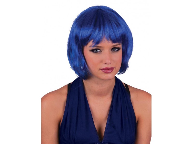 Περούκα Κοντή Καρέ Με Αφέλειες Μπλε