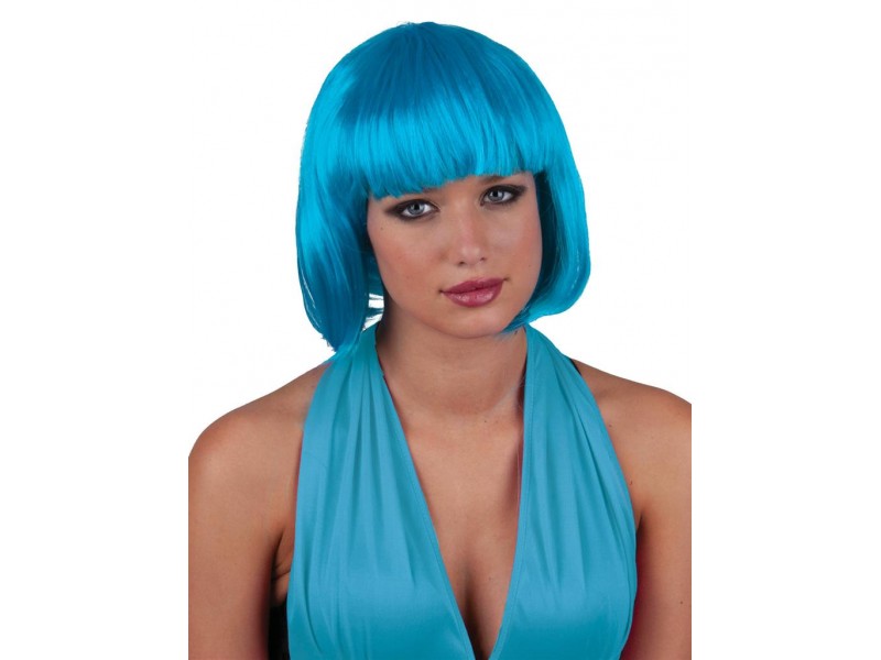 Περούκα Κοντή Καρέ Με Αφέλειες Τυρκουάζ