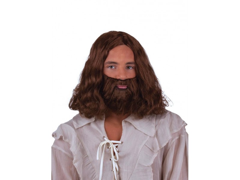 Περούκα Καρέ Ανδρική Καφέ Με Μούσι