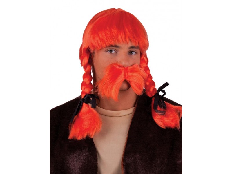Περούκα Οβελίξ Με Κοτσίδες & Μουστάκι