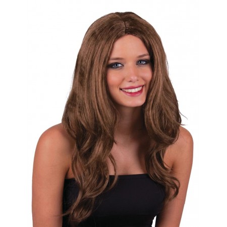 Περούκα Μακριά Καστανή Με Χωρίστρα