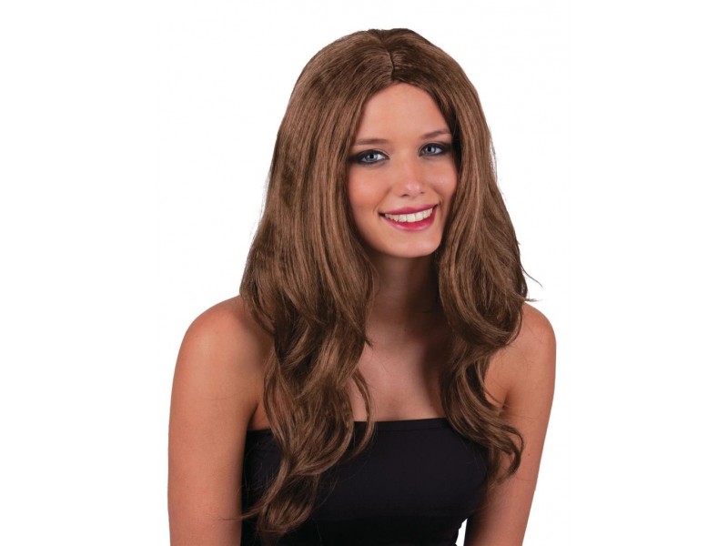 Περούκα Μακριά Καστανή Με Χωρίστρα