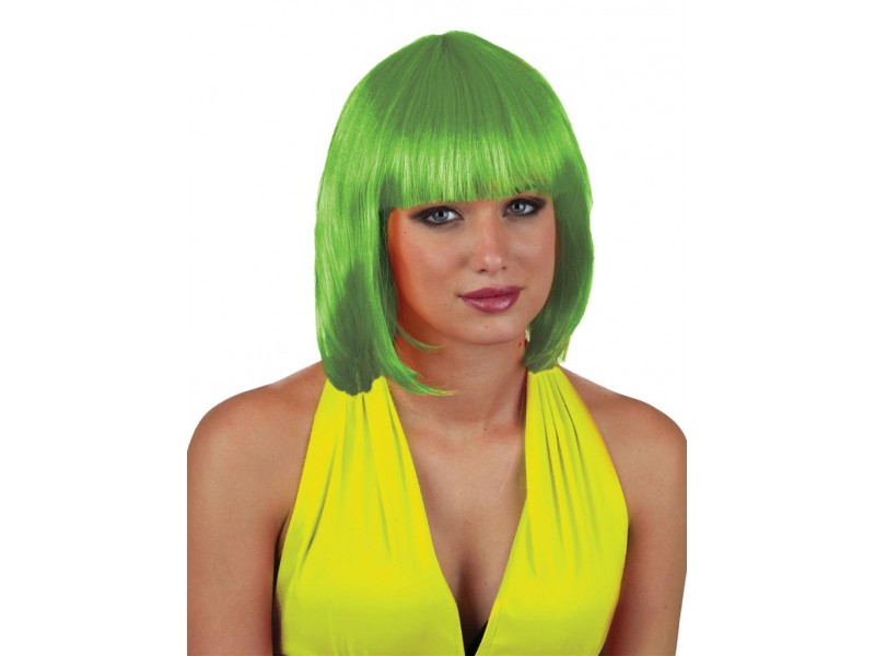 Περούκα Κοντή Καρέ Με Αφέλειες Πράσινη