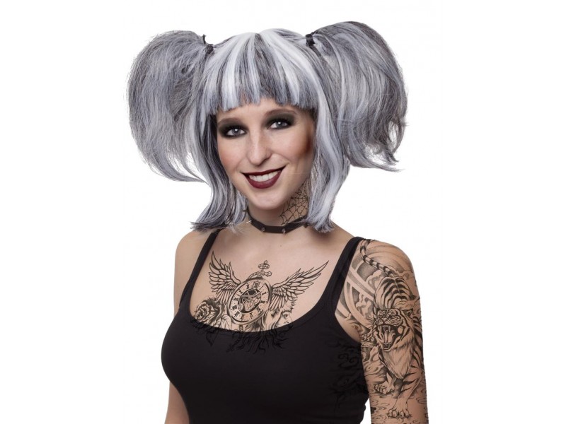 Περούκα Γκρι Gothic Με Κοτσίδες