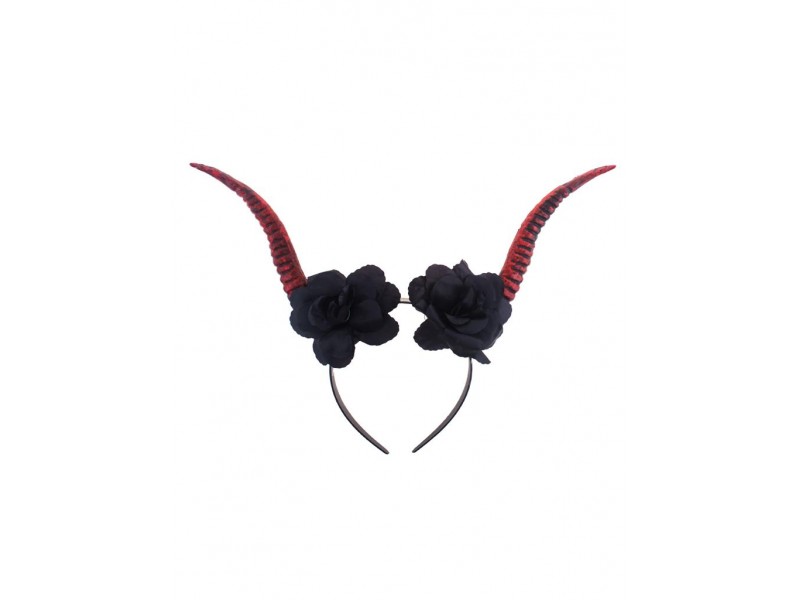 Στέκα Κέρατα Διαβολίνας Με Διακοσμητικά Λουλούδια Deluxe